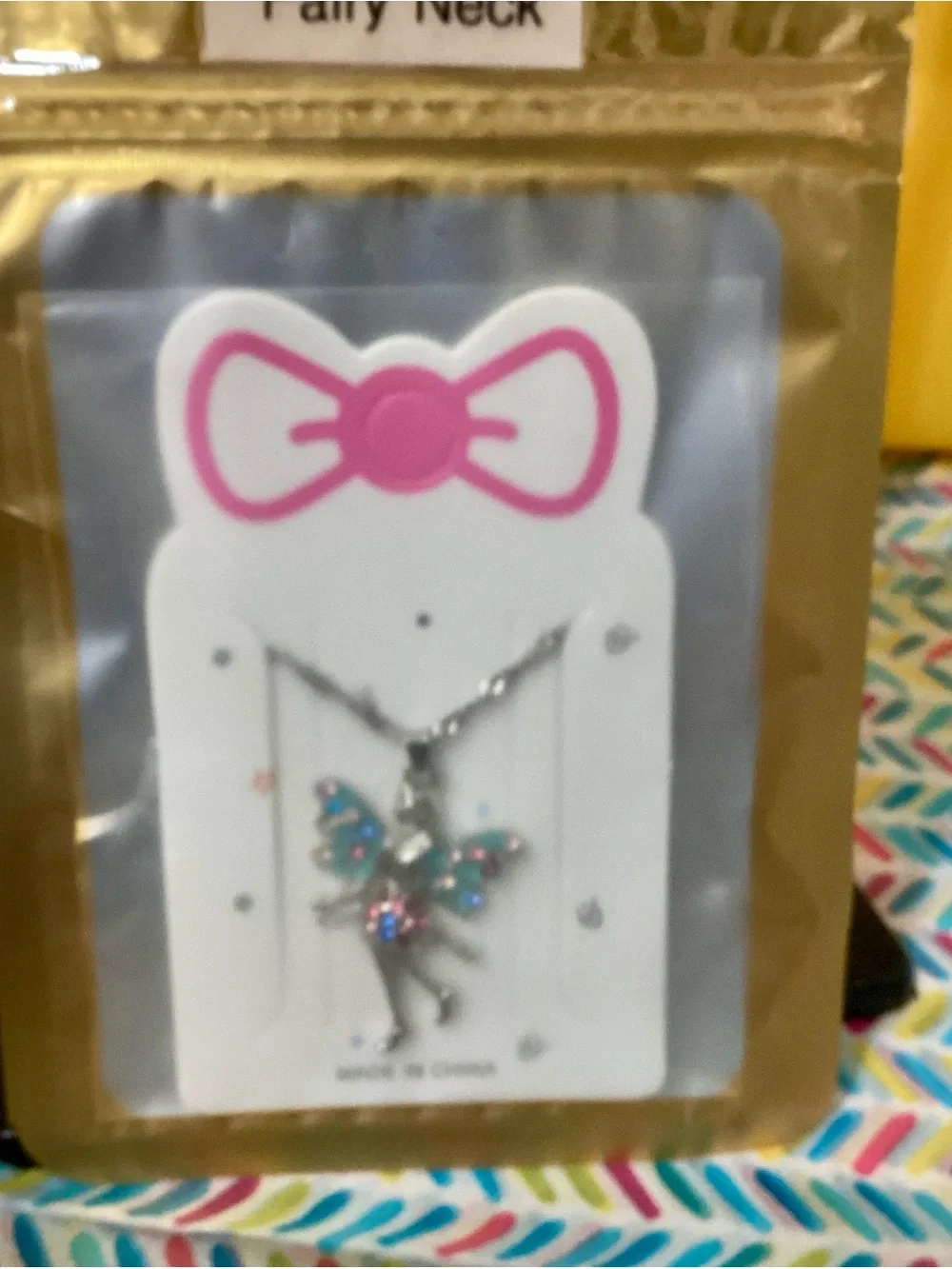 NWOT - Silver Fairy Pendant Necklace w/Turquoise & Pink Accents--Brand New!